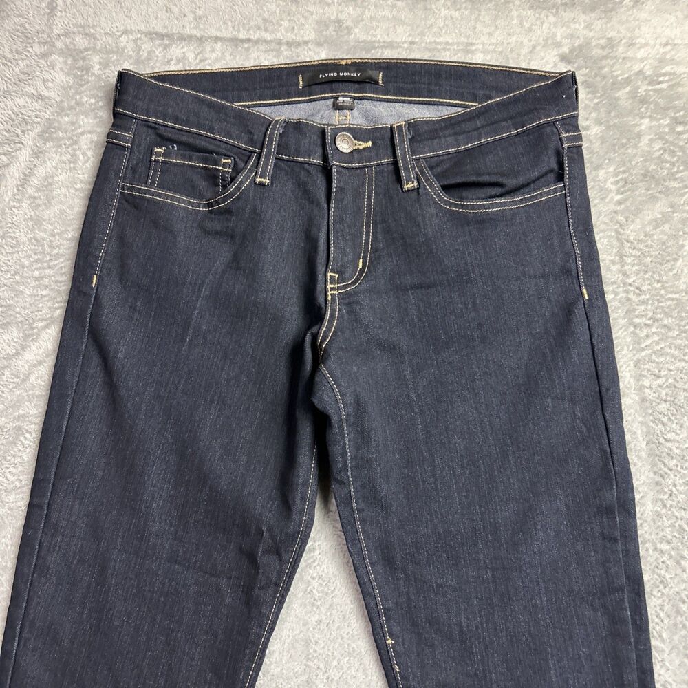 Flying Monkey Womens Jeans Dark Wash Sz. 28 Relaxed Stretch Straight Leg Capri - Picture 2 of 16
